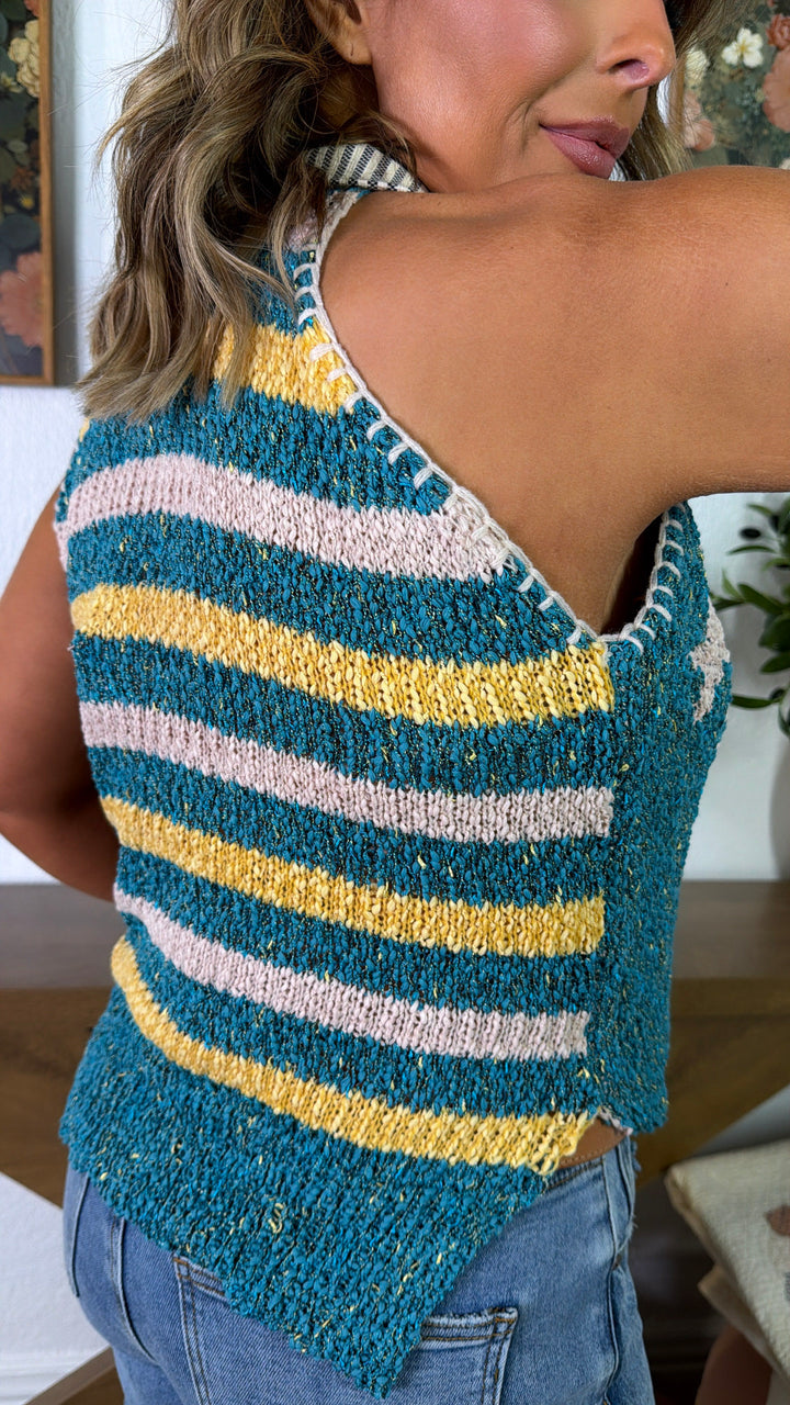 Violette Tank Top, Teal Blue