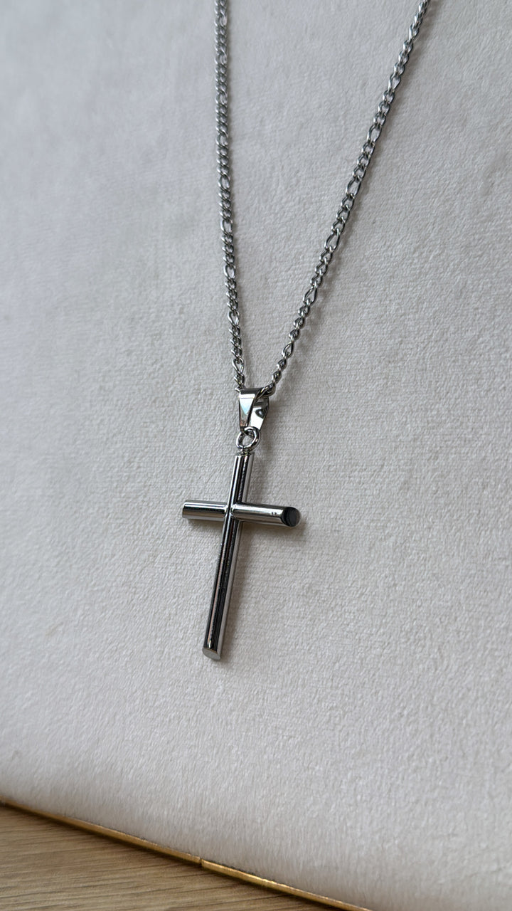 Large Cross Necklace, Silver