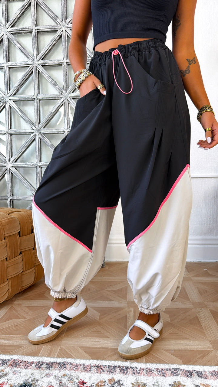 All In Comfort Windbreaker Joggers, Black/ White Pearl