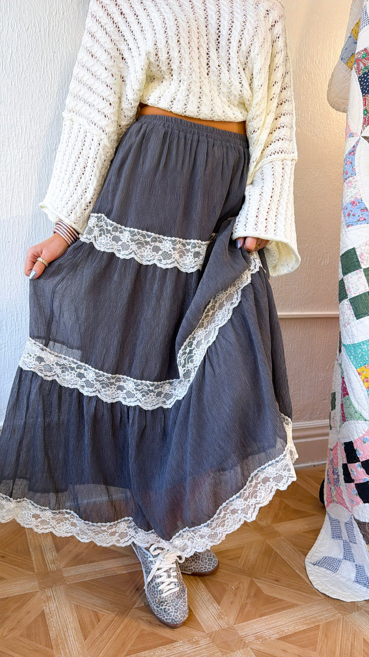 Stormy Meadow Maxi Skirt, Stone