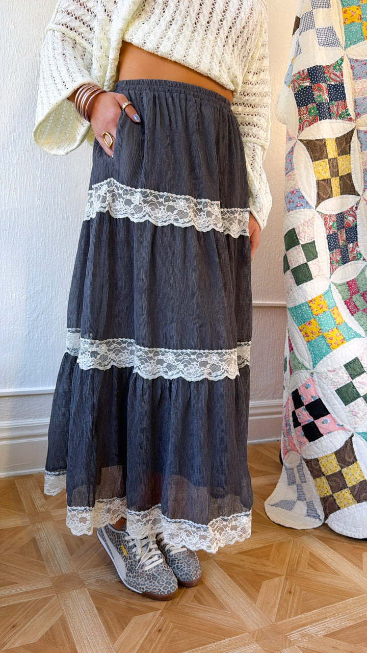 Stormy Meadow Maxi Skirt, Stone