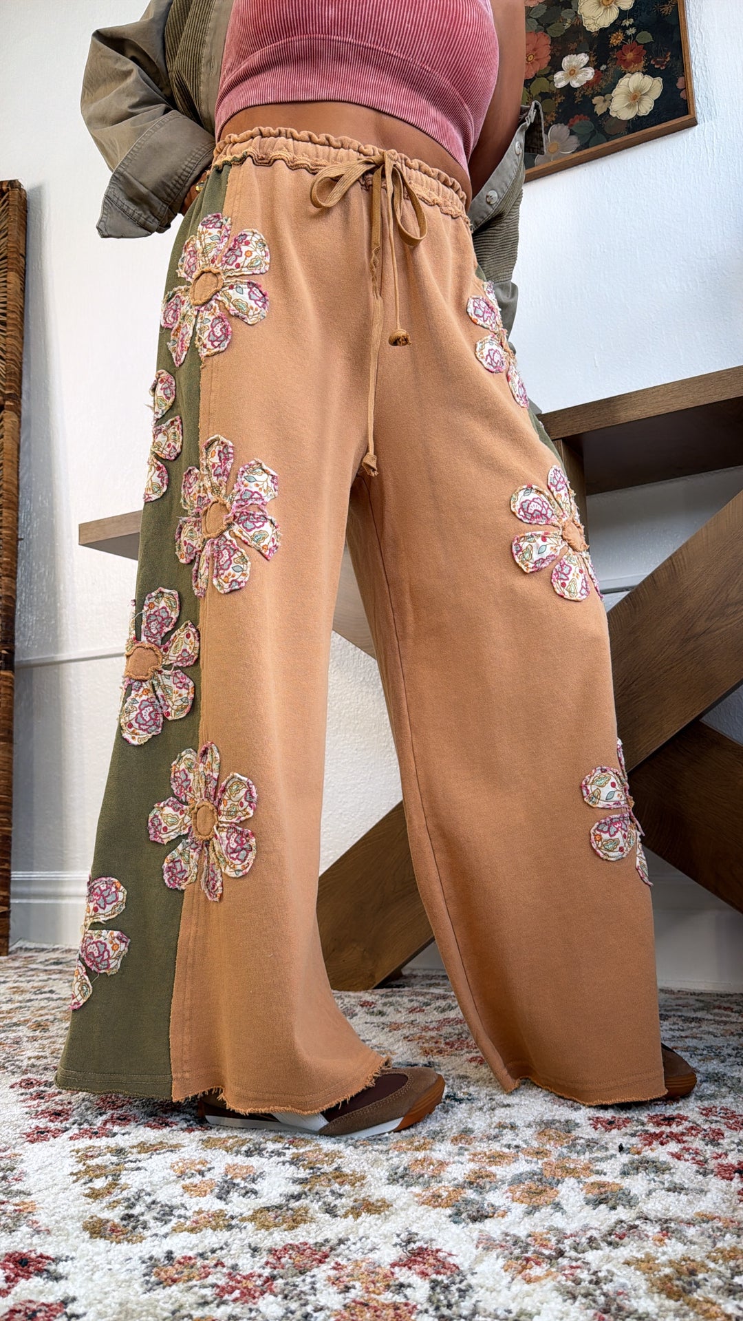 Bloom Babe Patchwork Pant, Rust Multi