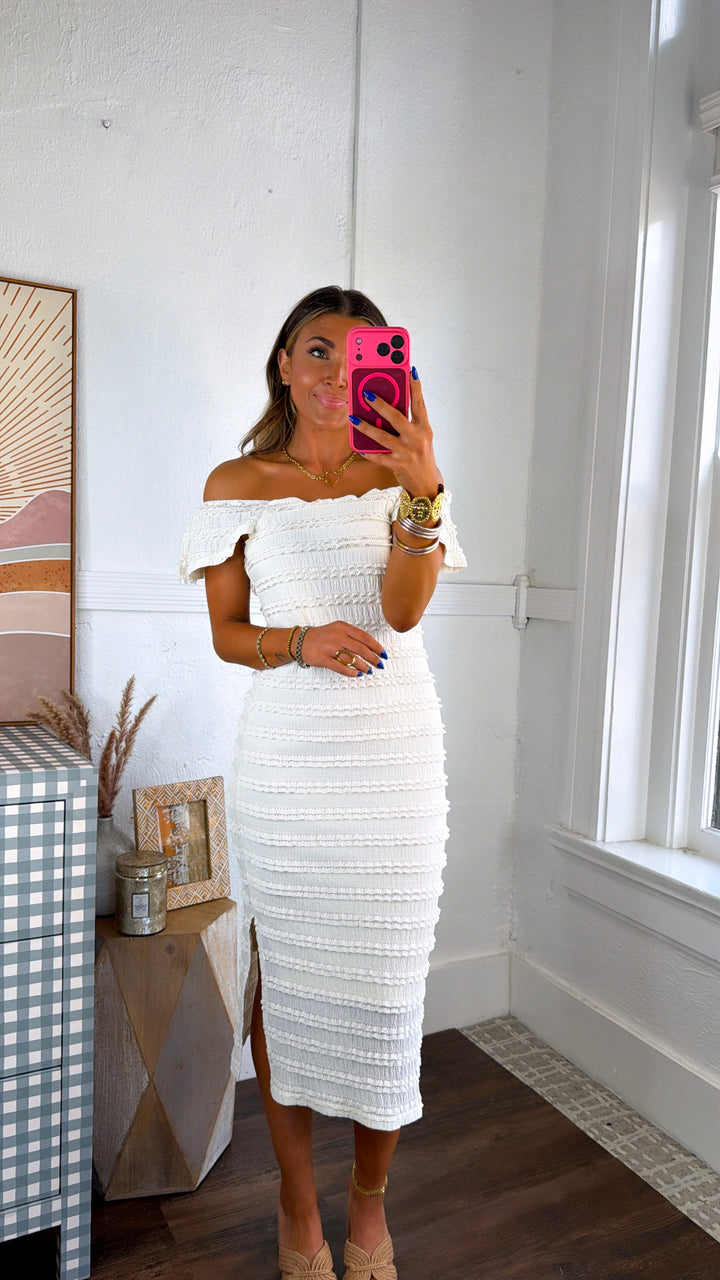 Robin Dreams Ruffle Dress, Ivory