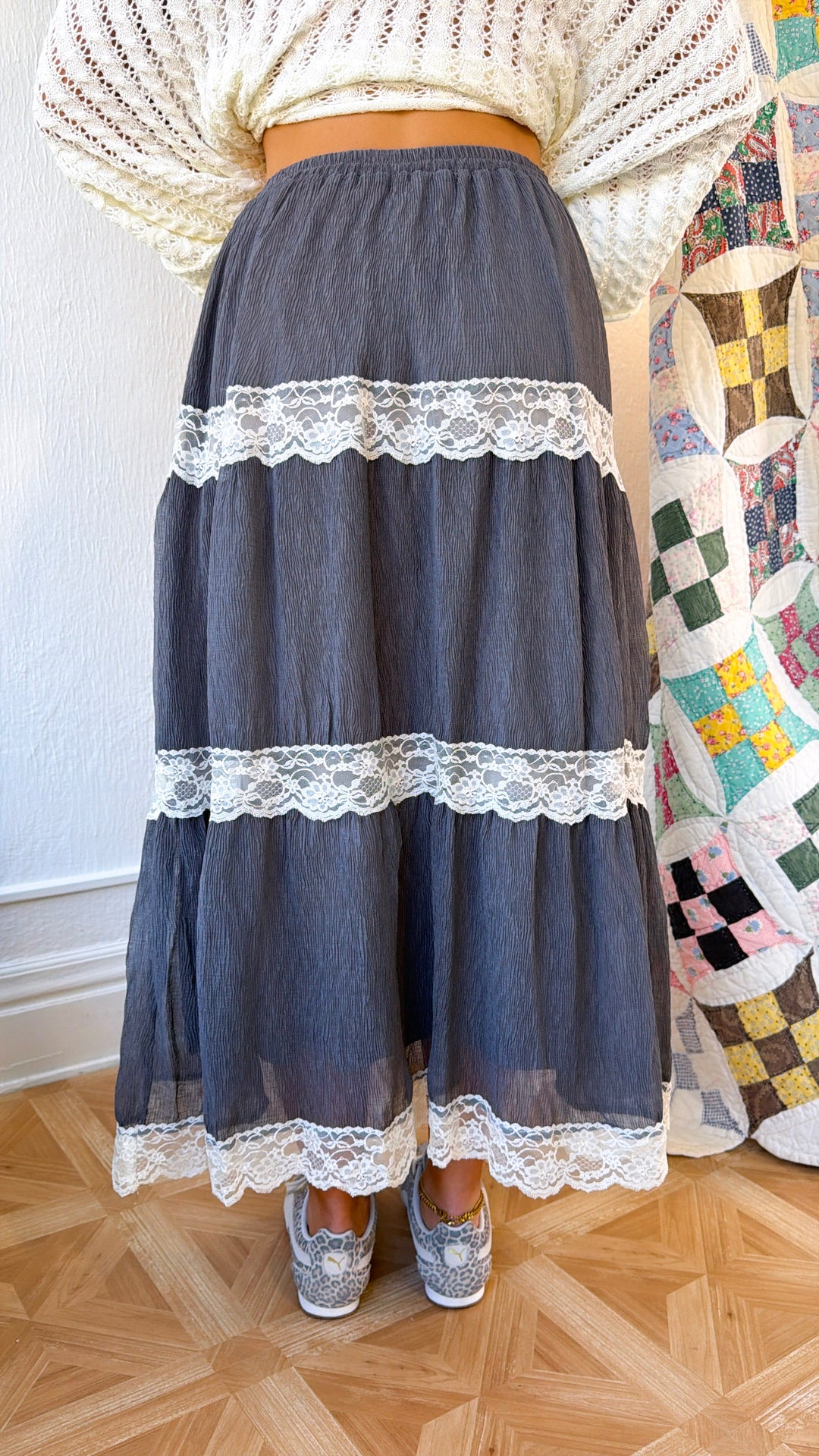 Stormy Meadow Maxi Skirt, Stone