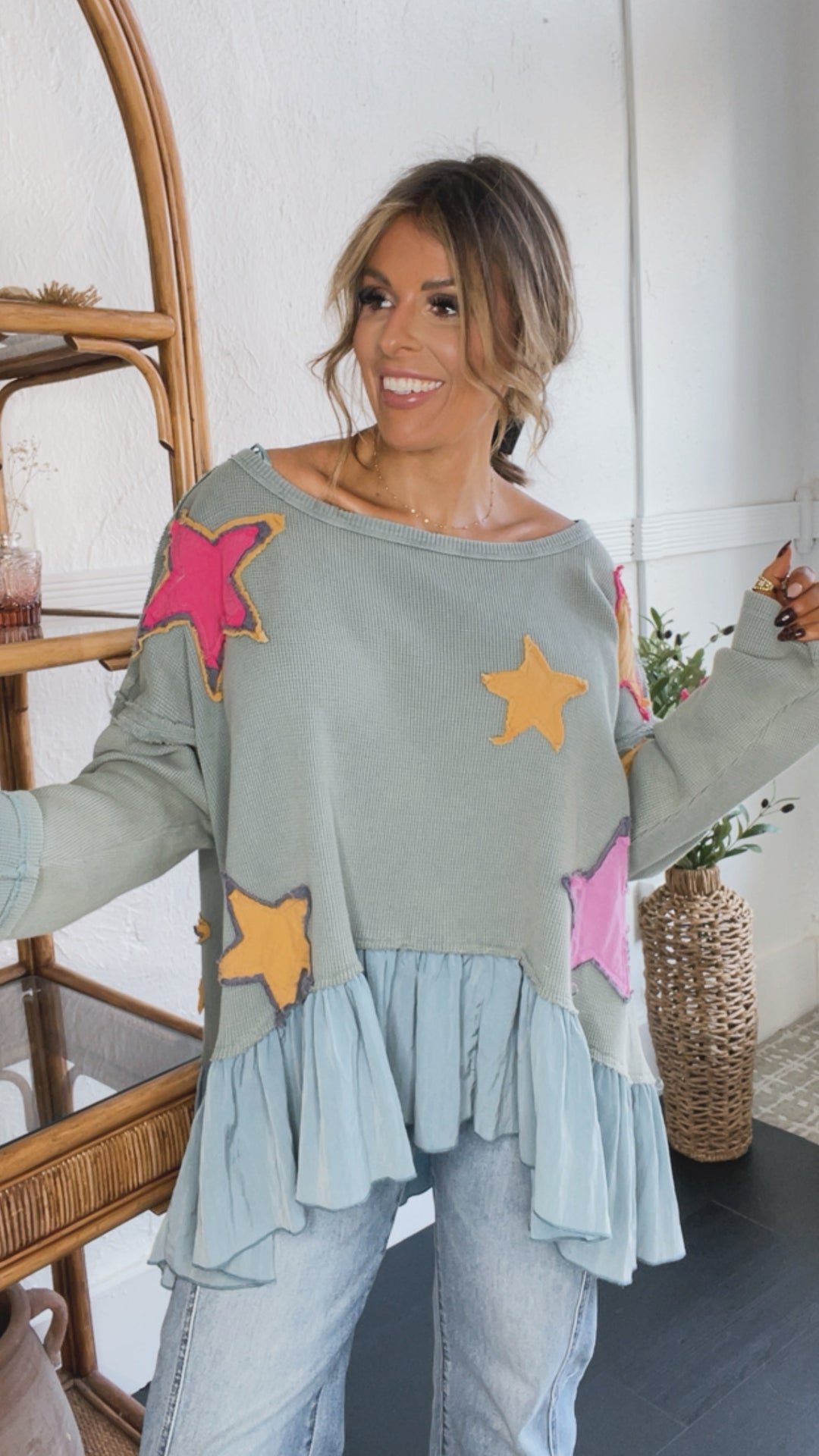 Starlight Dreams Top, Sage Blue