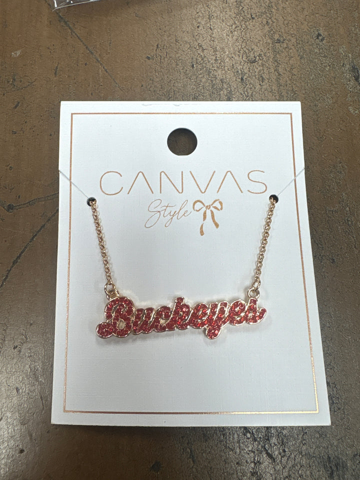 Buckeyes Outline Enamel Necklace
