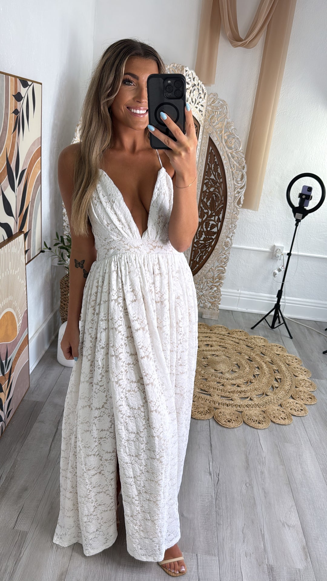 ECB Exclusive: Layla Lace Maxi Dress, White