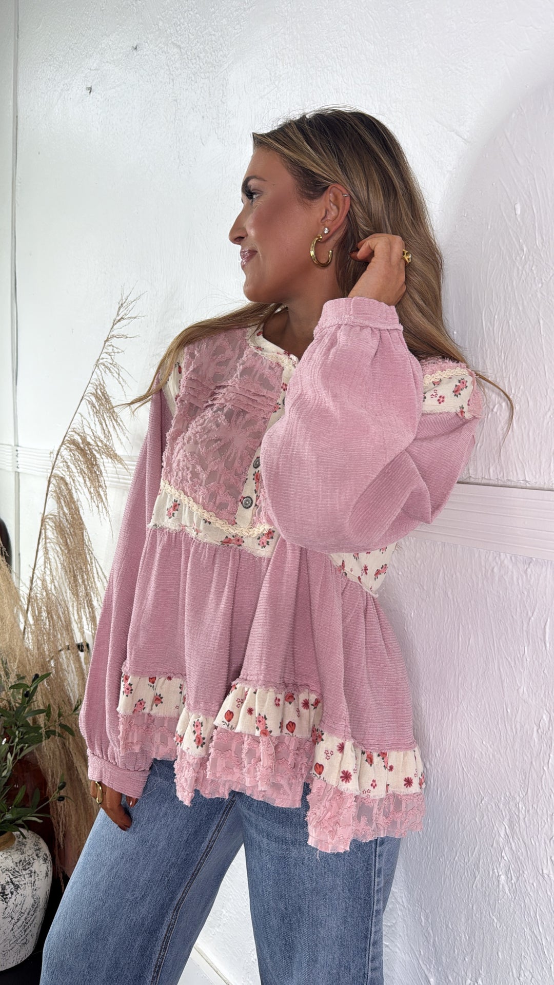 DOORBUSTER: POL Simple & Sweet Blouse, Dusty Pink