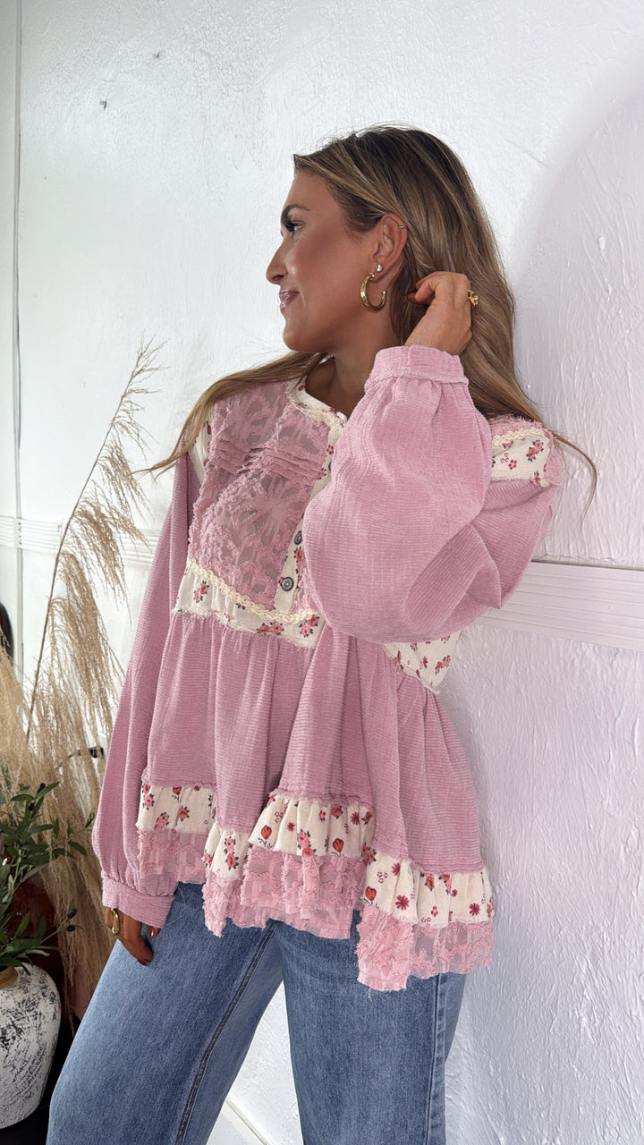 DOORBUSTER: POL Simple & Sweet Blouse, Dusty Pink