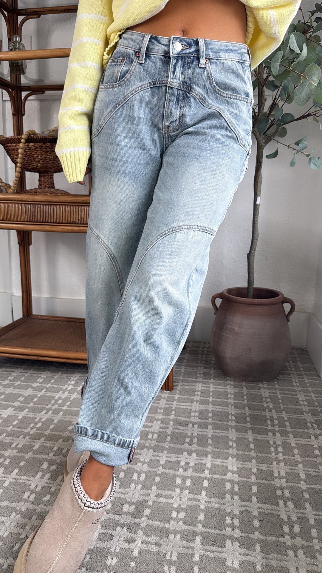 SAIGE: Studio Ready Barrel Jeans, Medium Light