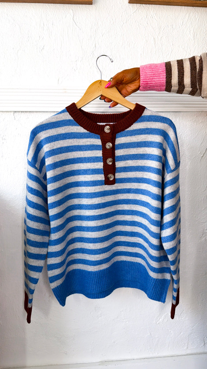 Lighthouse Lane Stripe Top, Capri/Dove