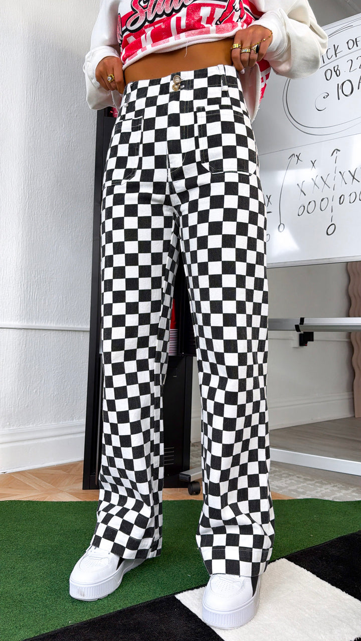 Finish Line Checkered Pant, Black