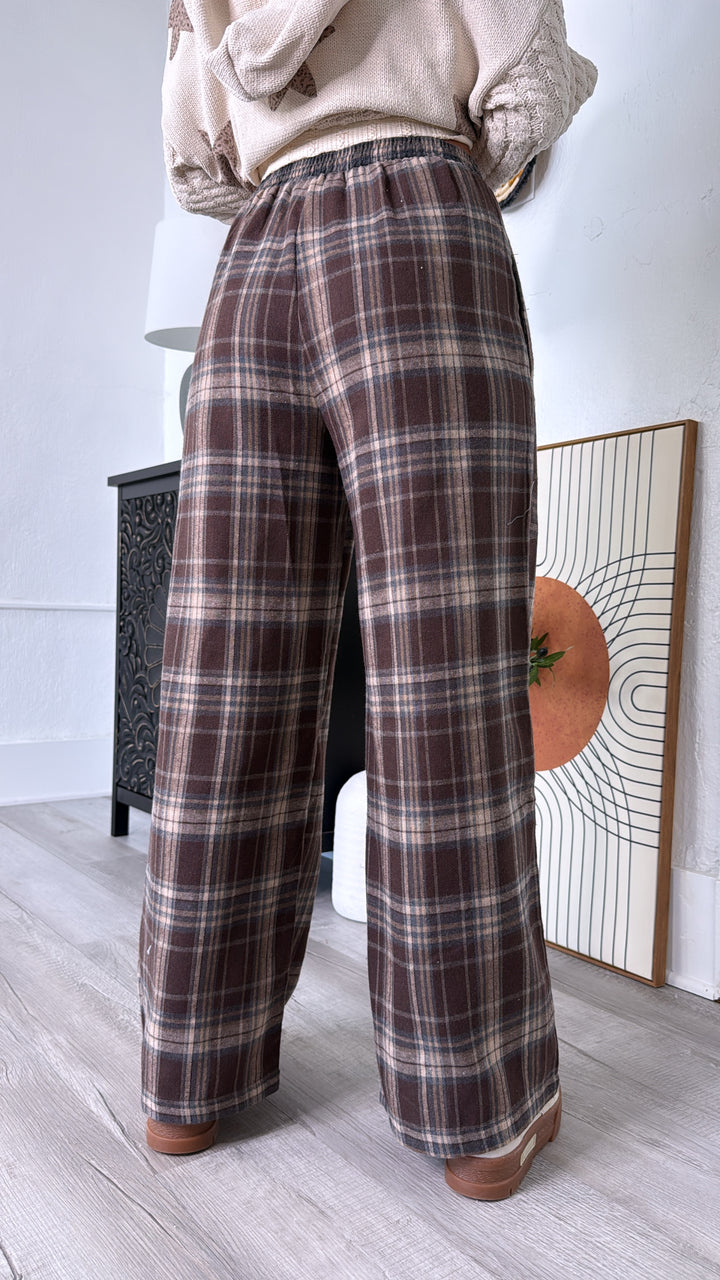 Soft Hazelnut Plaid Pants, Brown