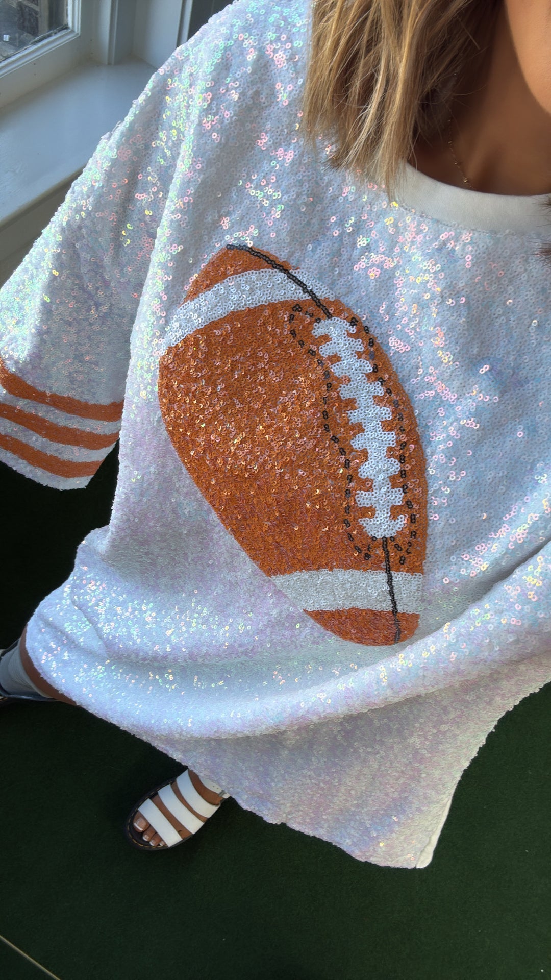 Set in Sequins Football Dress, White Set in Sequins Football Dress, White