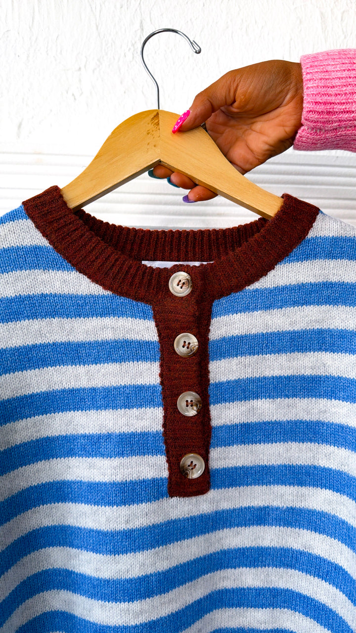 Lighthouse Lane Stripe Top, Capri/Dove