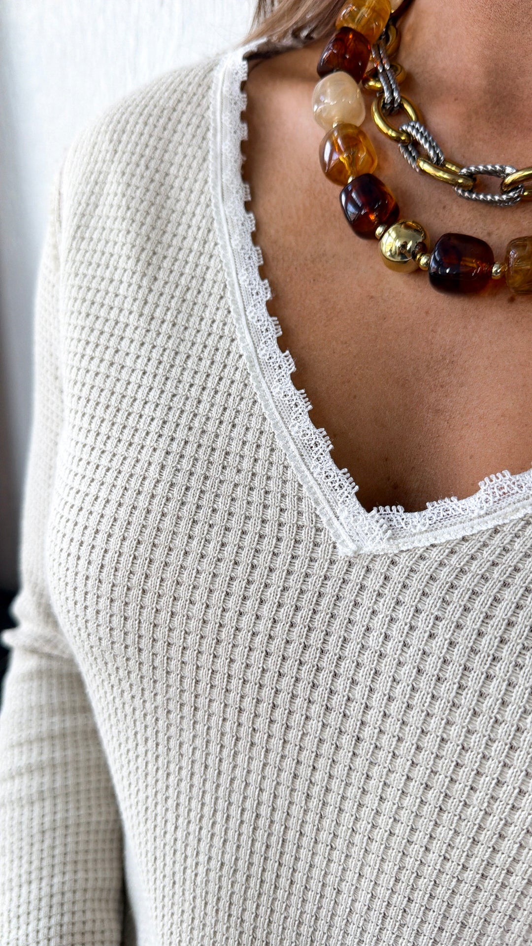 Adore You Waffle Knit Top, Natural