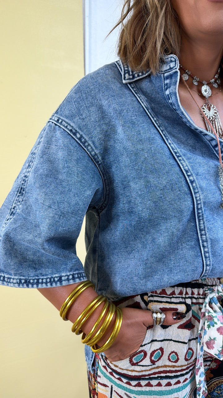 Bluebird Denim Top, Blue Denim
