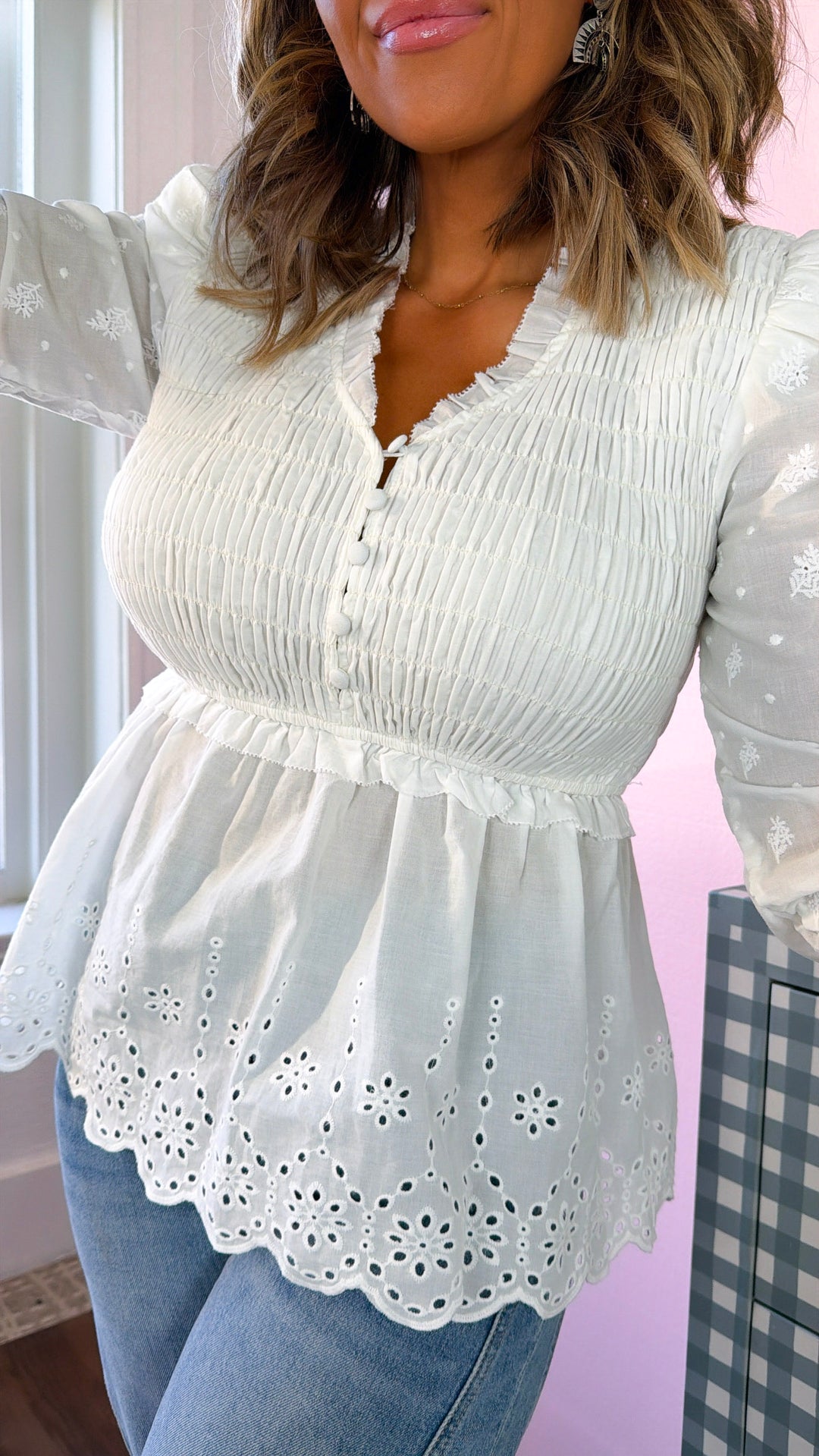Florance Eyelet Blouse, Off White