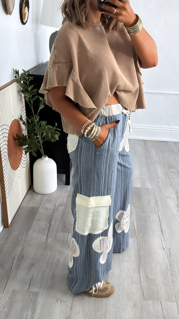 Isla Floral Pant, Navy Multi