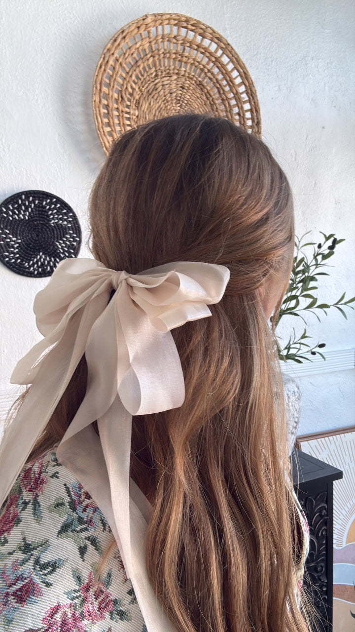 Taupe Satin Bow