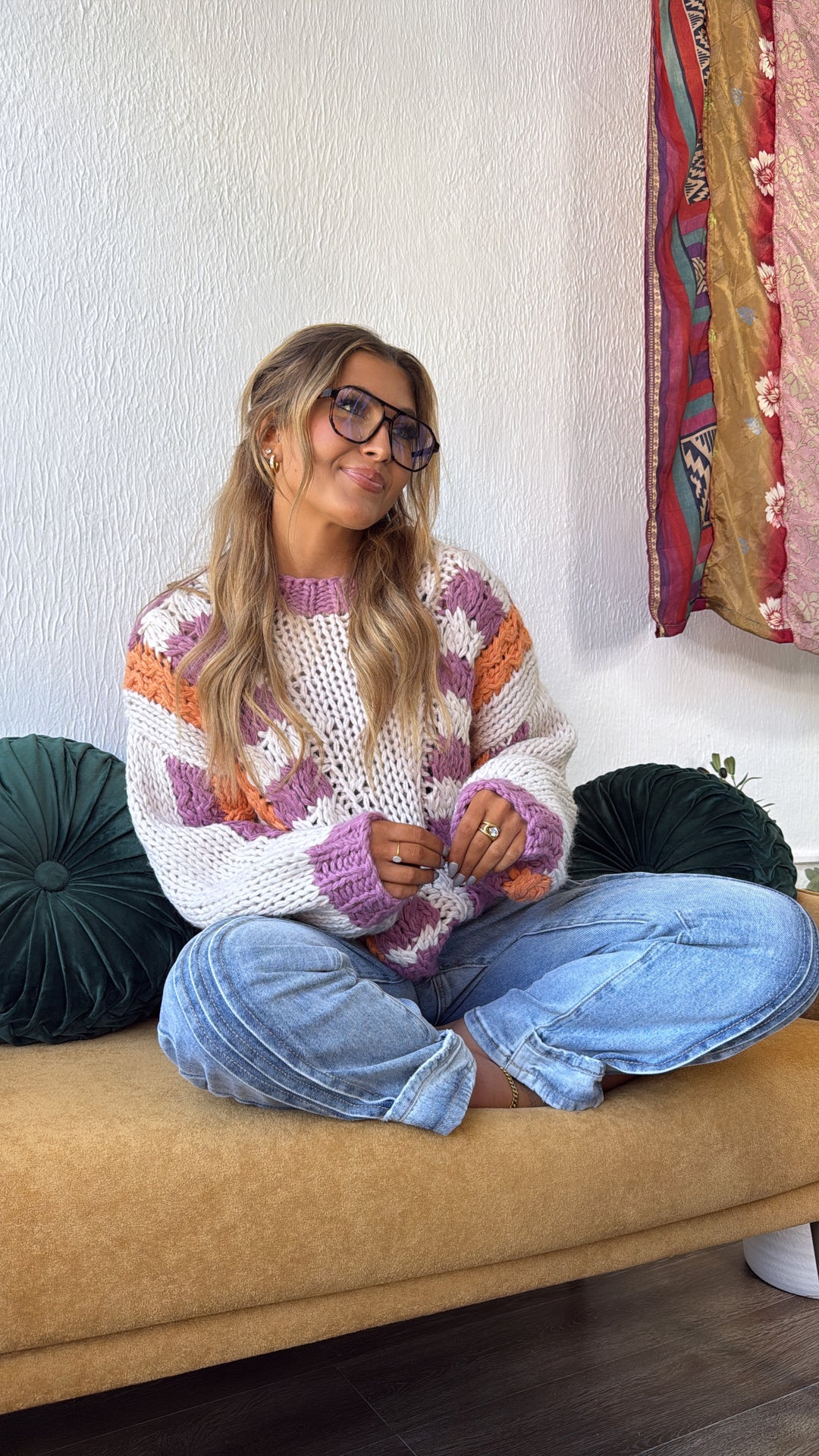 Winnie Knit Sweater, Lavender/Multi