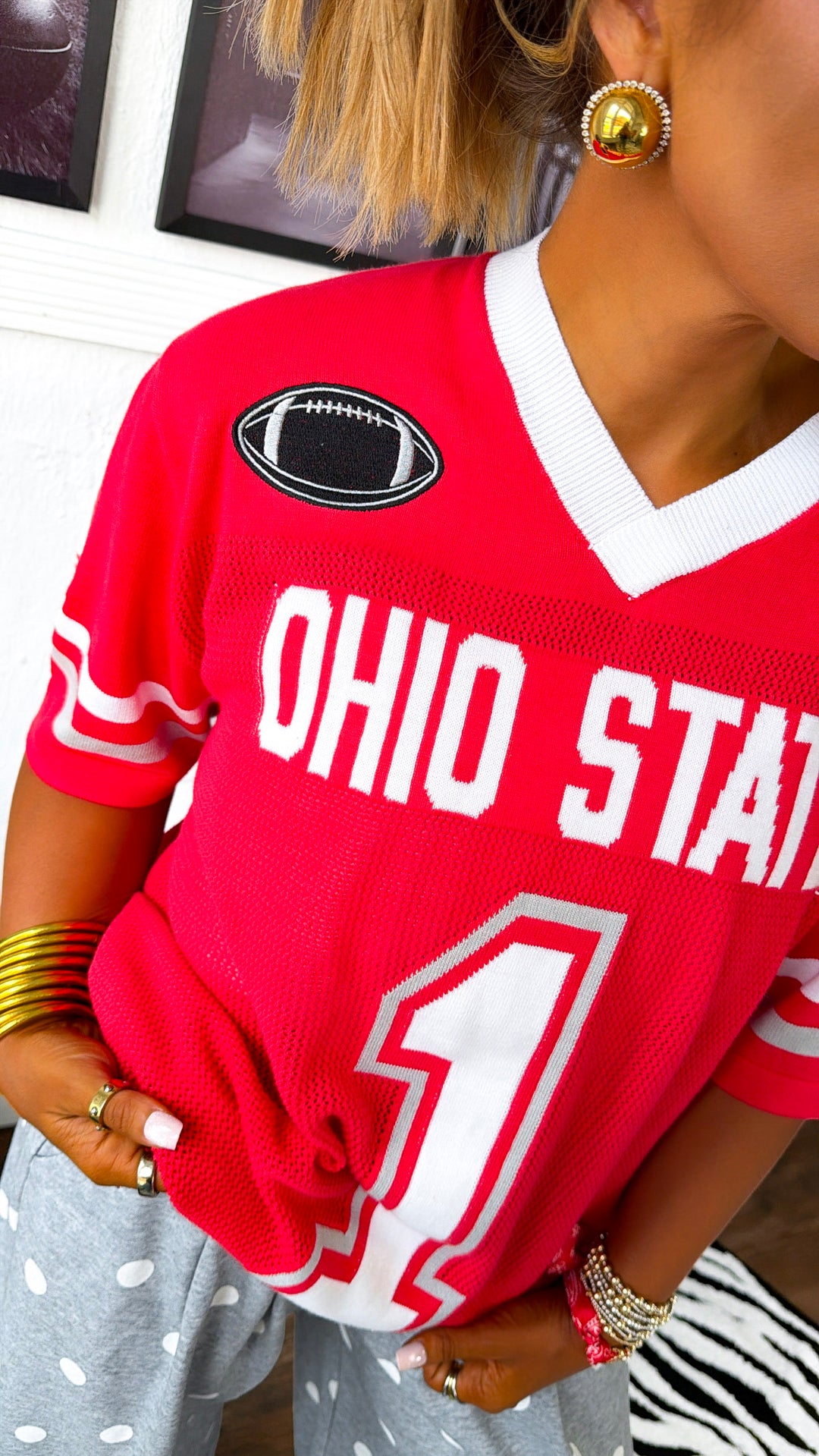 Ohio State Game Day Glory Sweater Jersey, Red
