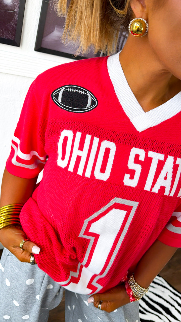 Ohio State Game Day Glory Sweater Jersey, Red