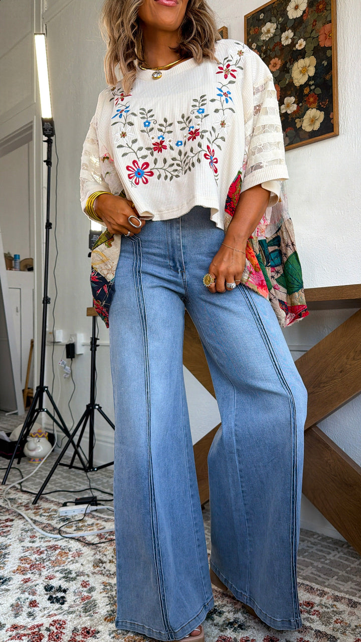 Dallas Wide Leg Denim, Light Wash