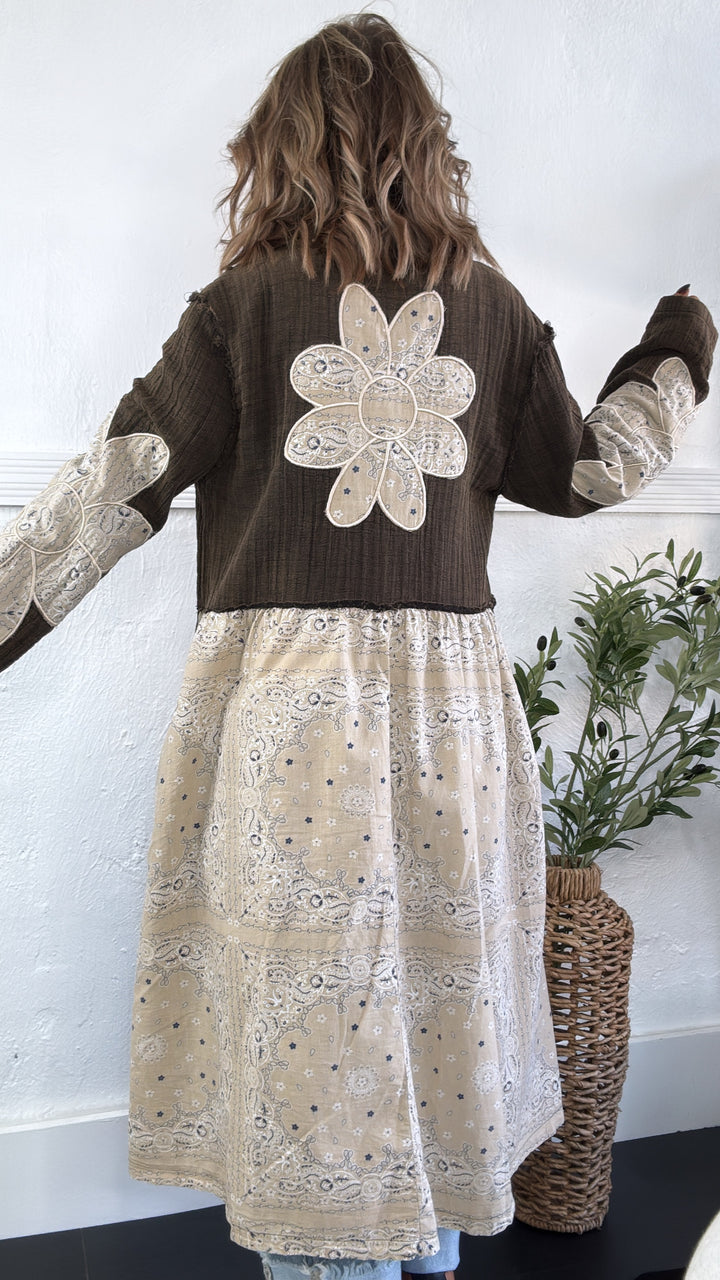 MoonShadow Oversized Duster Jacket, Distressed Brown