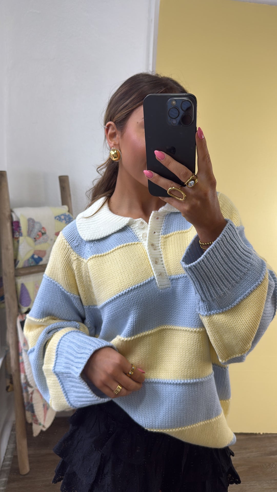 Magic Striped Sweater, Lt.Blue/Lt.Yellow