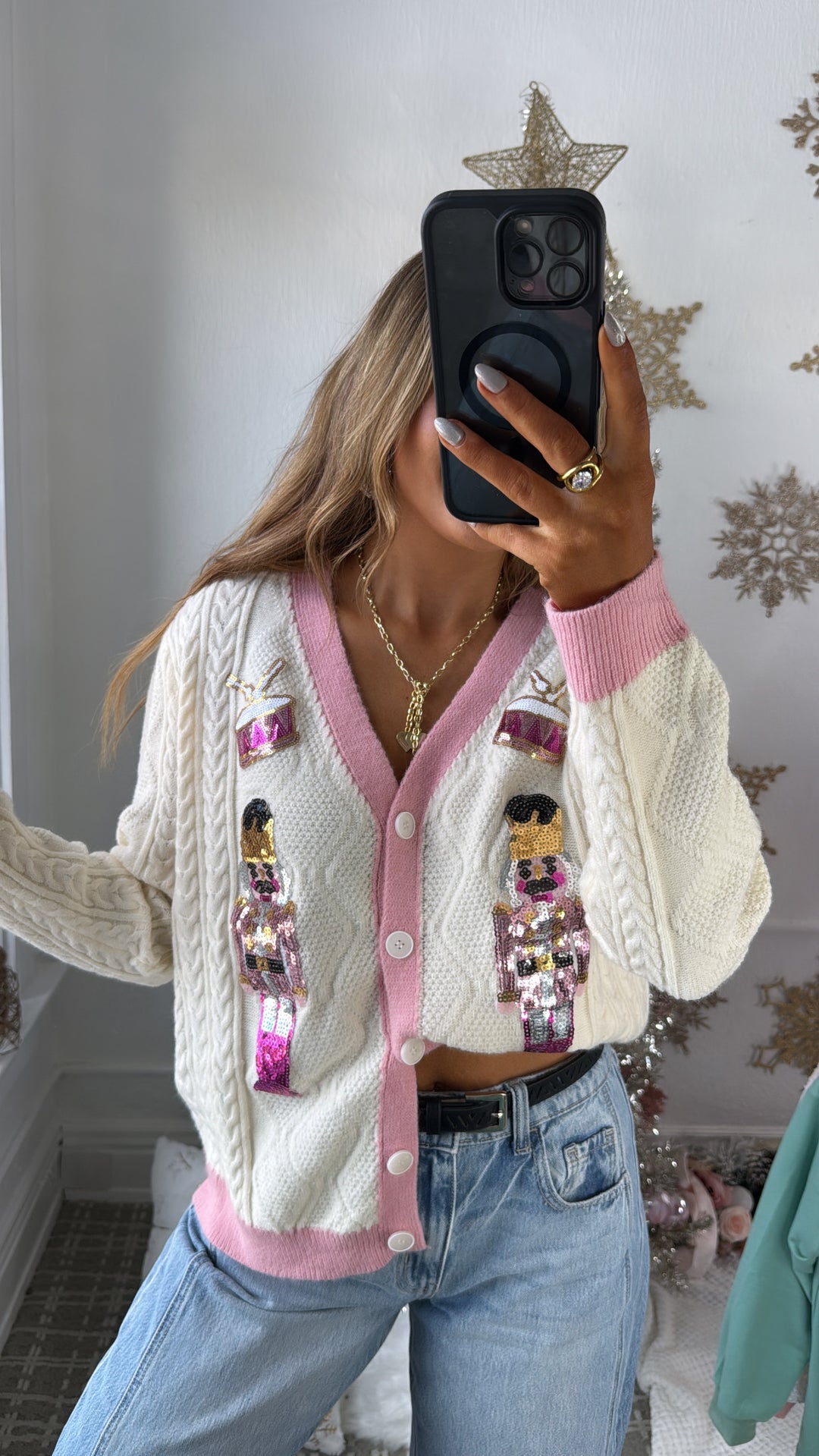 Spreading Cheer Nutcracker Cardi, Cream