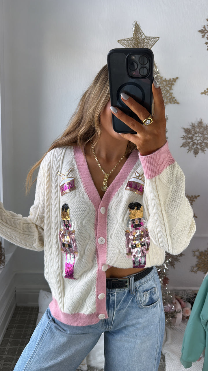 Spreading Cheer Nutcracker Cardi, Cream