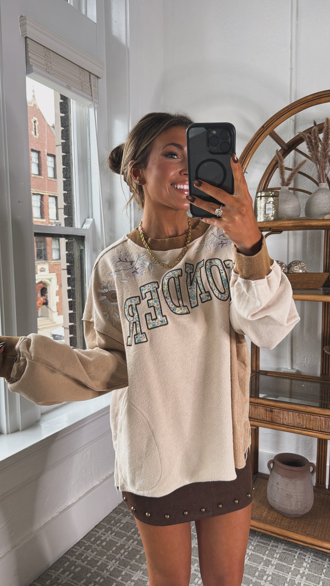 Wonder Graphic Top, Brown multi