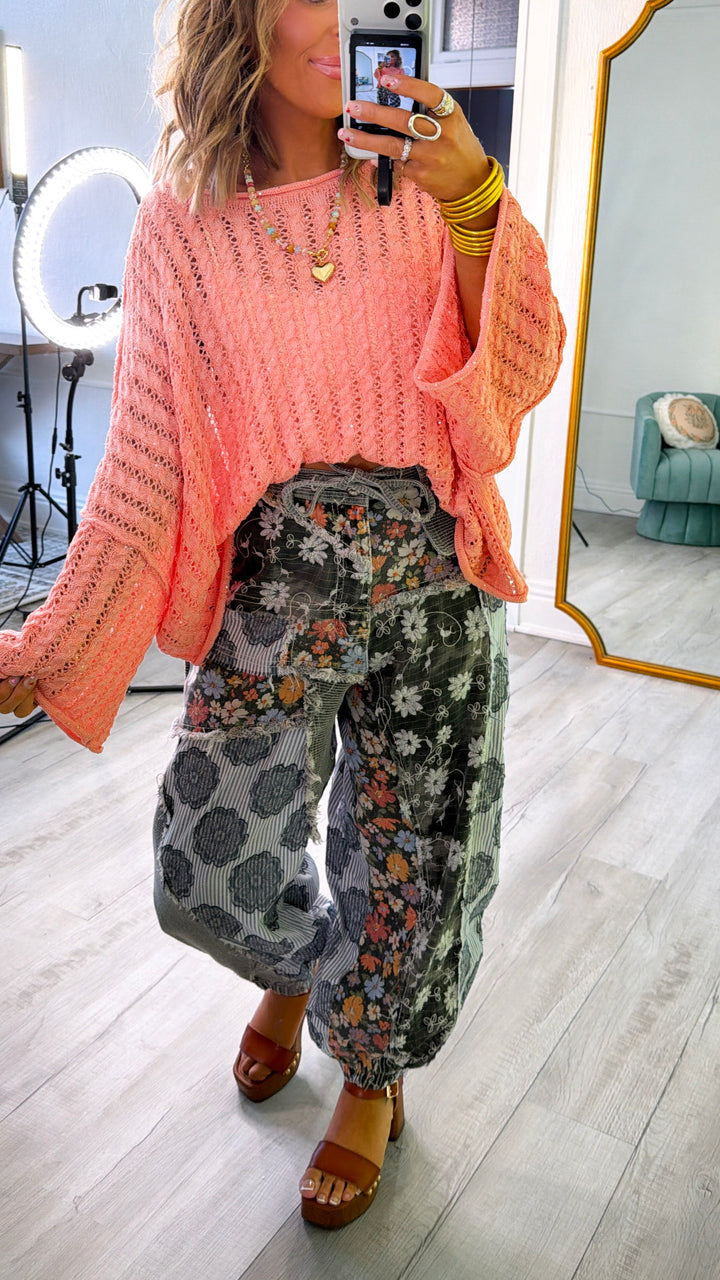 Luminous Sky Knit Sweater, Coral Orange