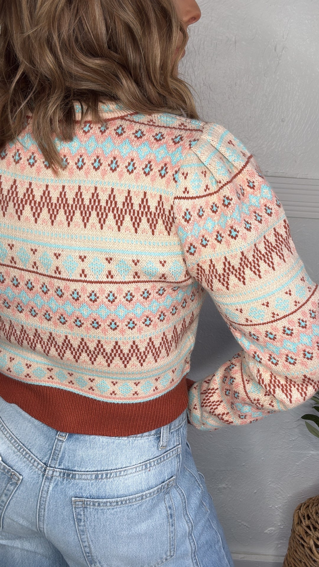 Maple Mist Sweater, Sand Aqua Multi
