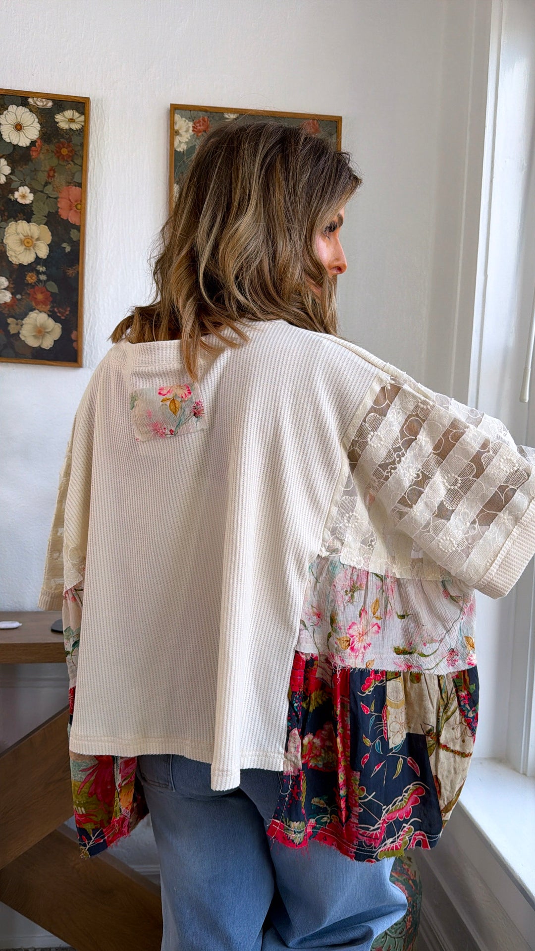 Gabriella Floral Top, Cream