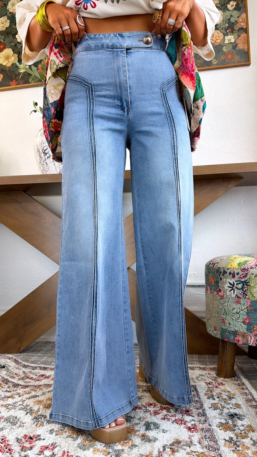 Dallas Wide Leg Denim, Light Wash