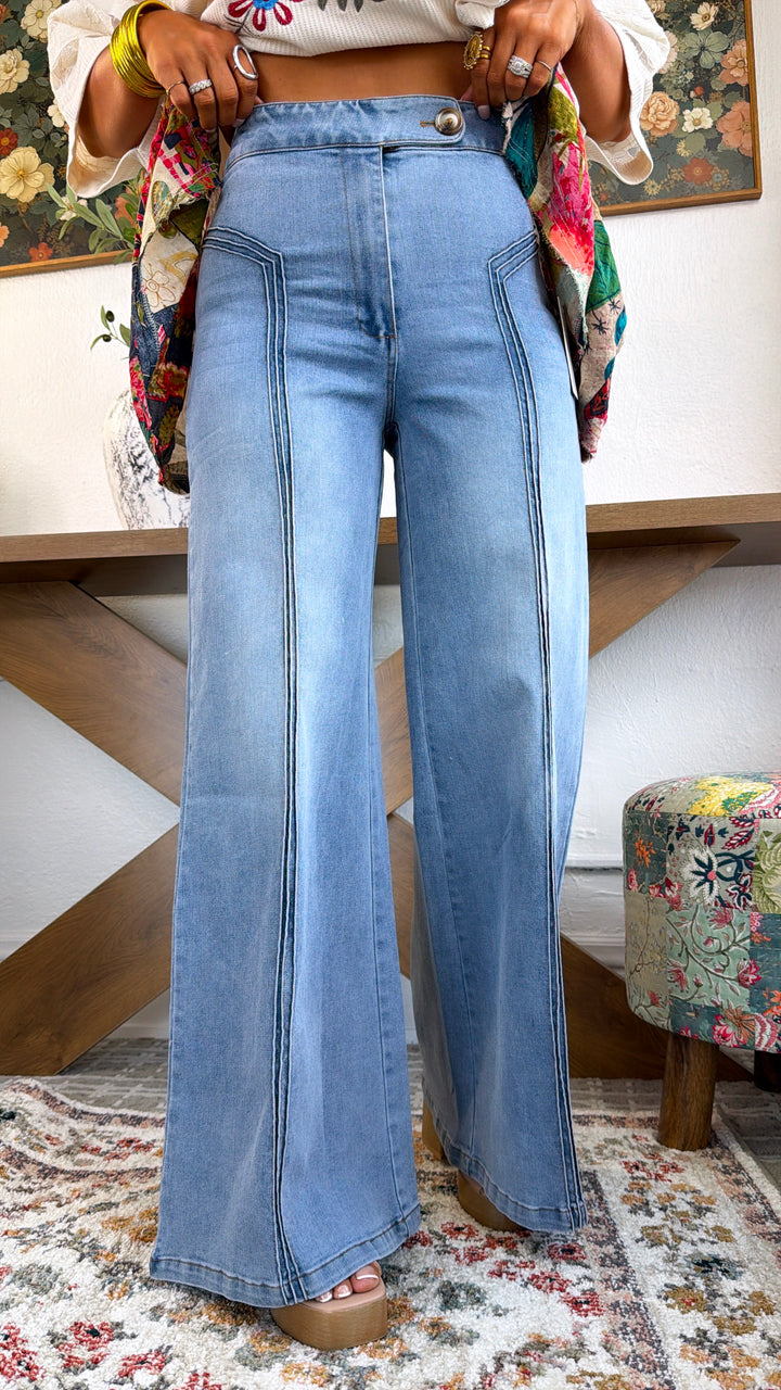 Dallas Wide Leg Denim, Light Wash