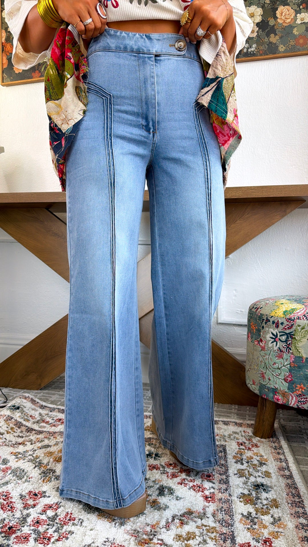 Dallas Wide Leg Denim, Light Wash