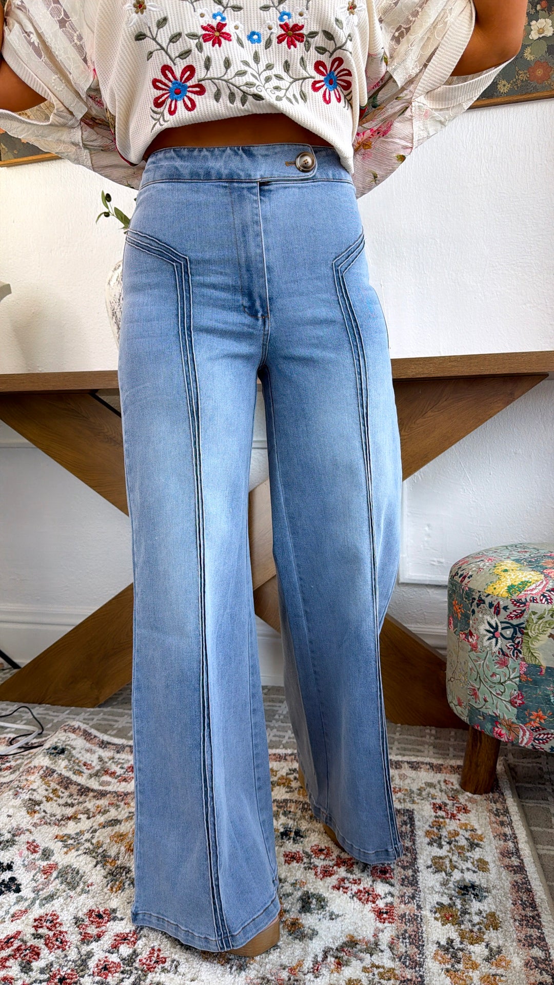 Dallas Wide Leg Denim, Light Wash
