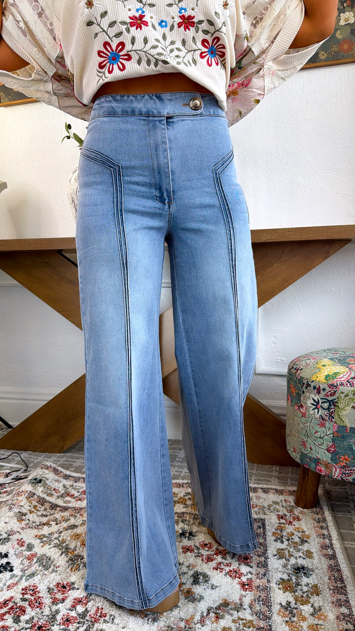 Dallas Wide Leg Denim, Light Wash