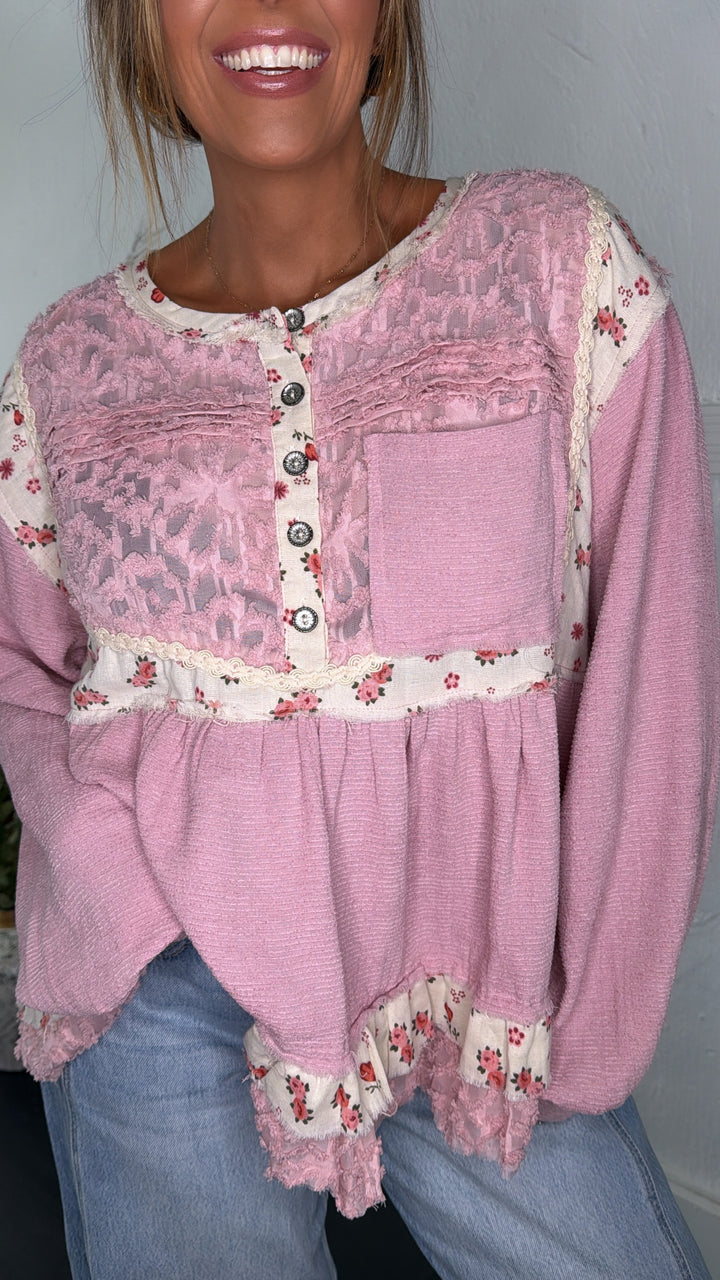 DOORBUSTER: POL Simple & Sweet Blouse, Dusty Pink