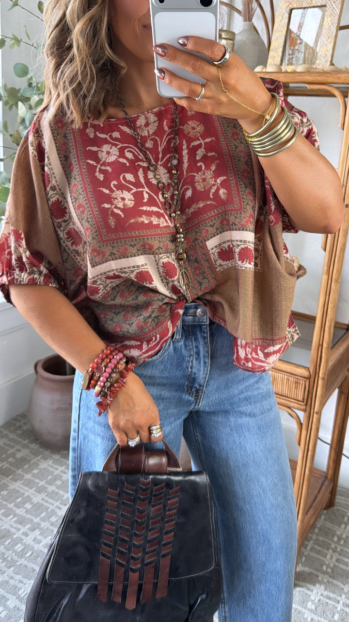 Redwood Muse Blouse, Antique Red