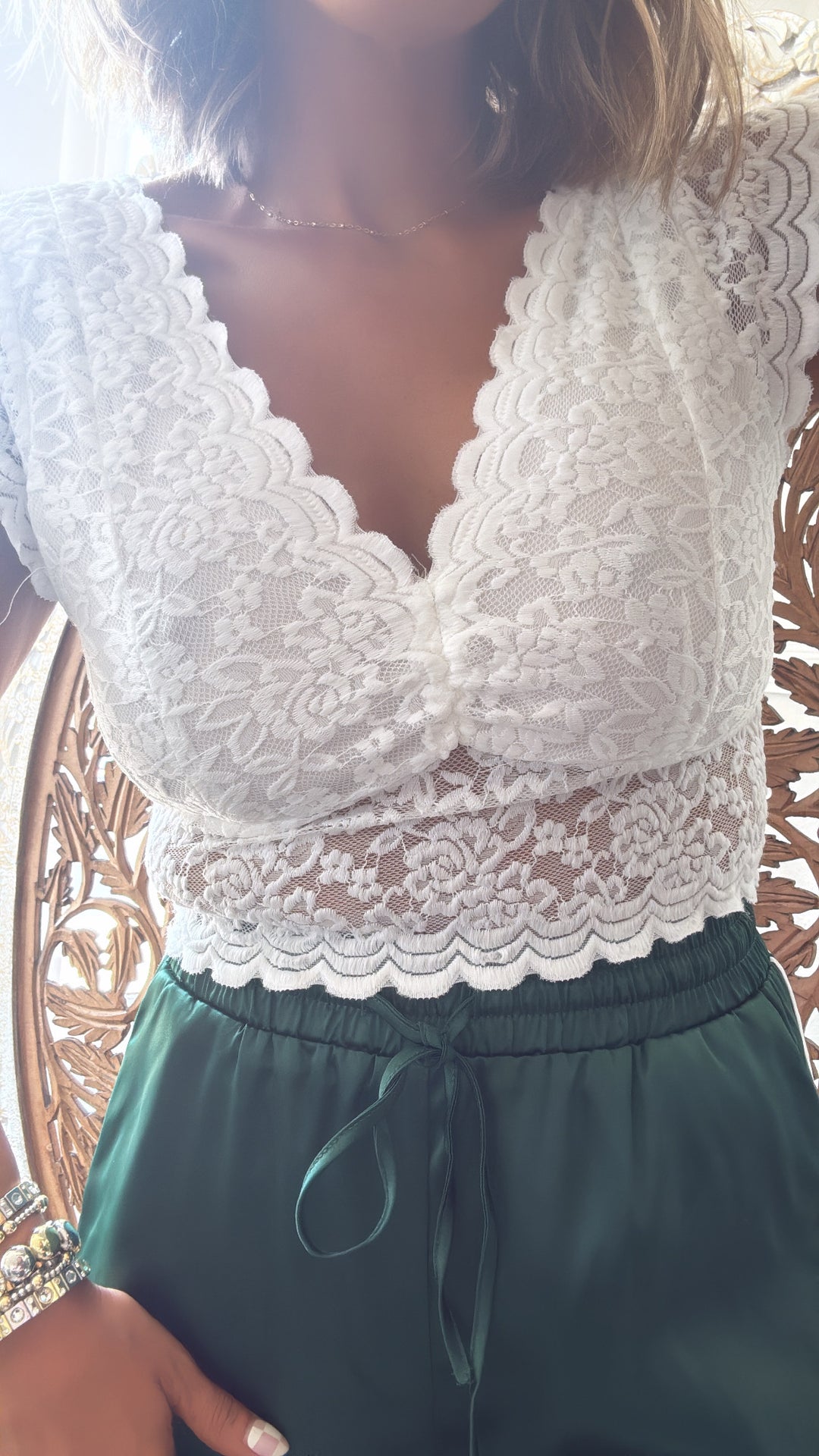Whispered Lace Top, Ivory