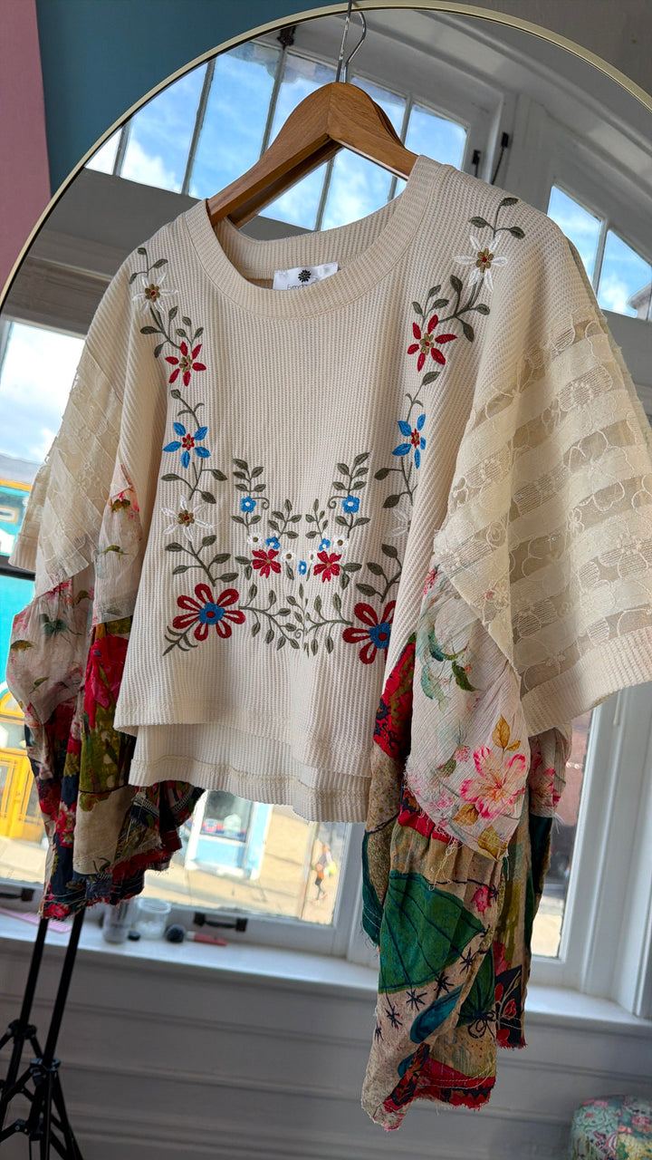 Gabriella Floral Top, Cream