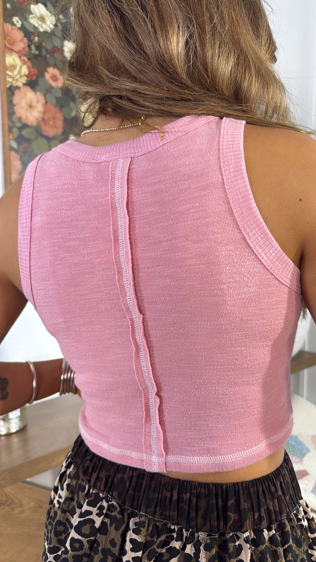 Simple Wear Basic Studded Detail Tank, Soft Pink
