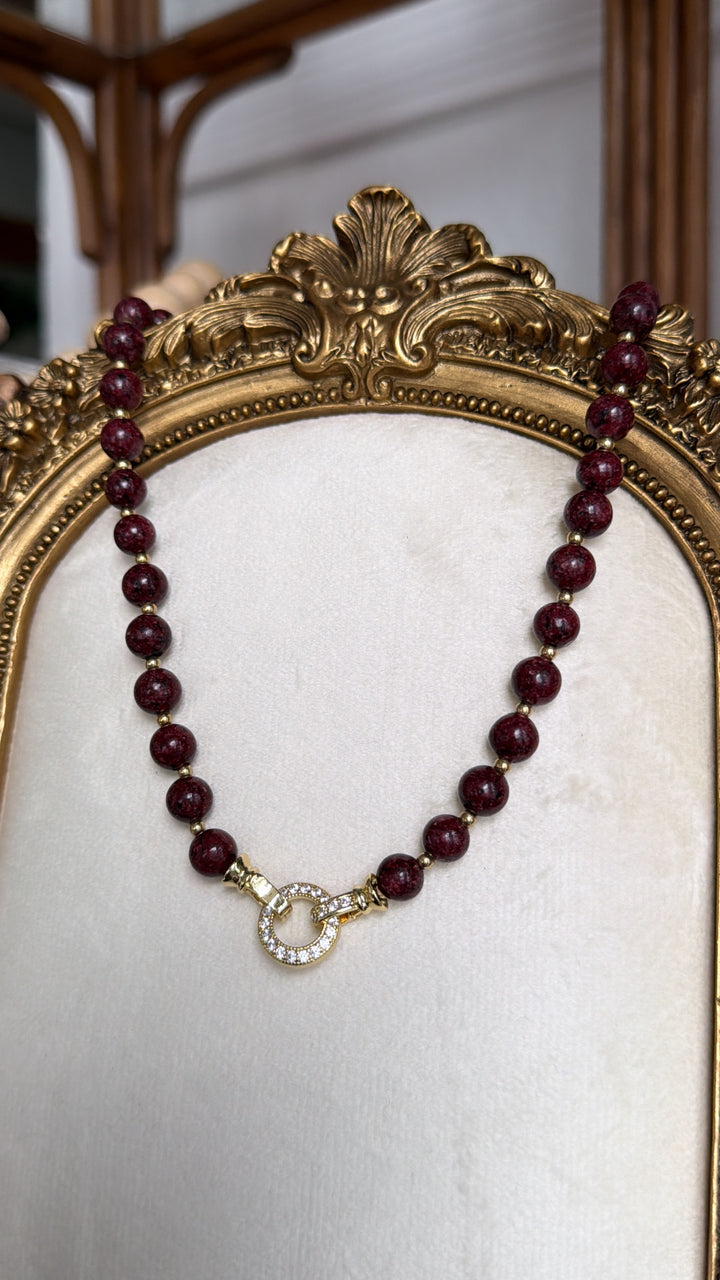 Treasure Jewels: She's the One Beaded Necklace, Burgundy