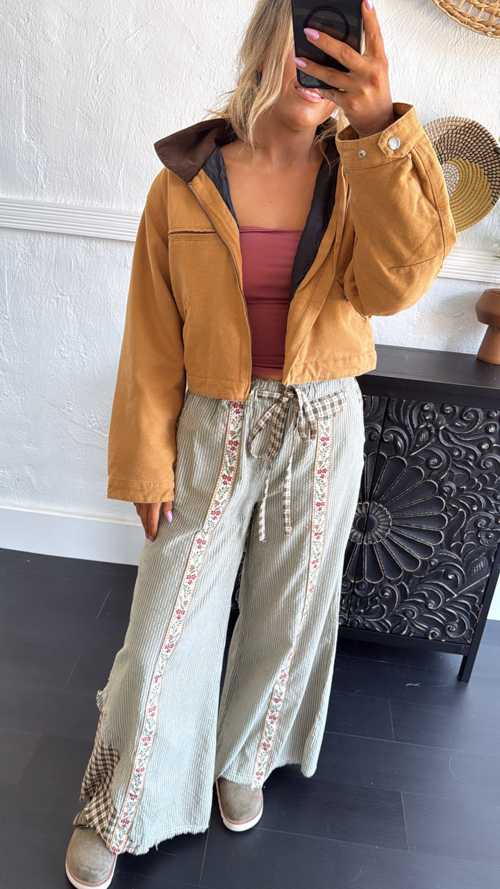Overtime Cropped Vintage Work Jacket, Camel