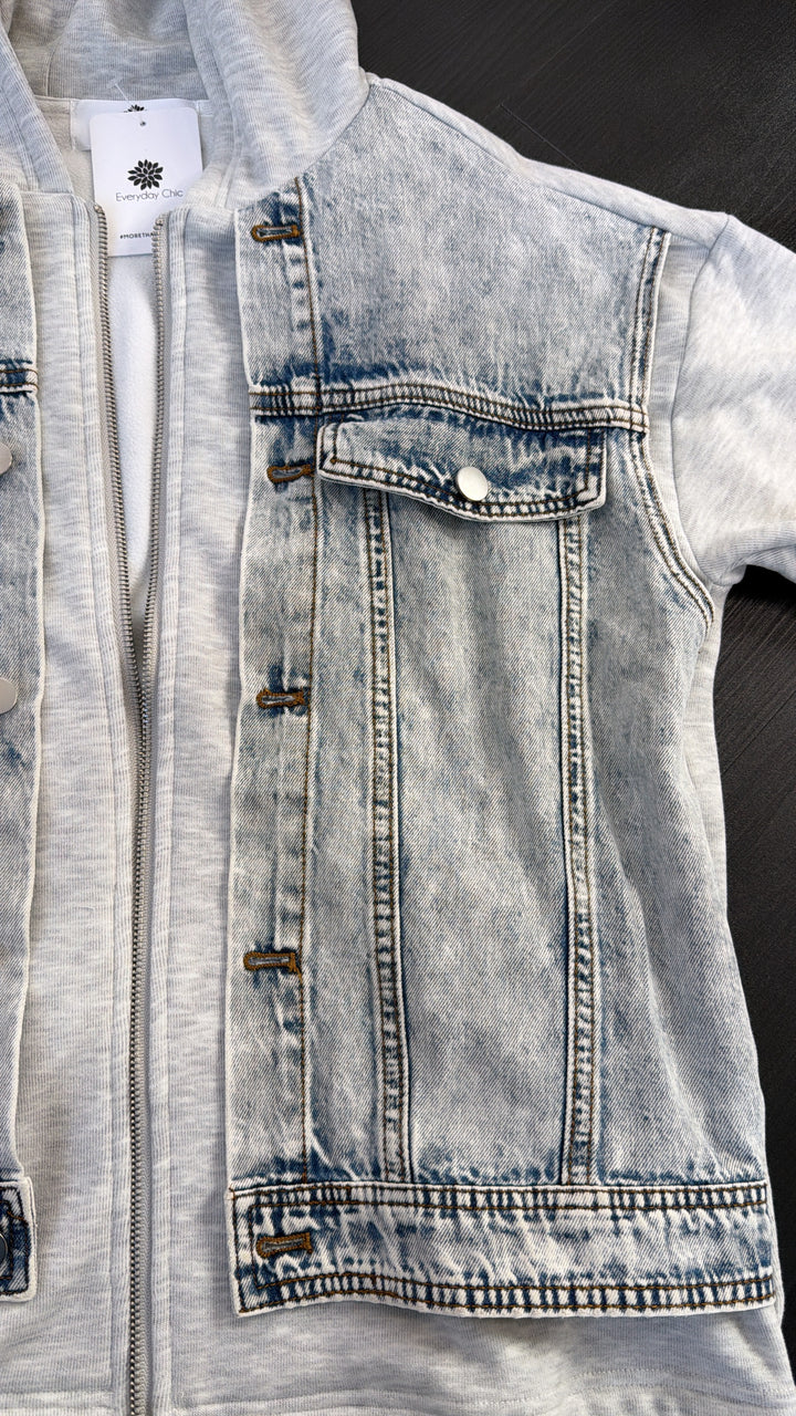 Blue Haven Zip Up, Denim/Grey