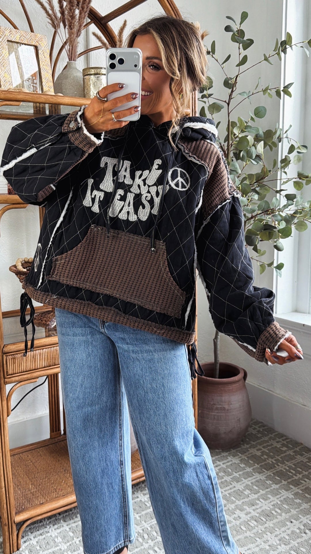 Take It Easy Hoodie, Black Multi